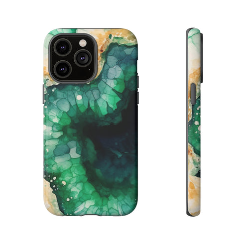 Green Geode in Watercolor - Impact Resistant Phone Case iPhone 14 Pro Max Matte